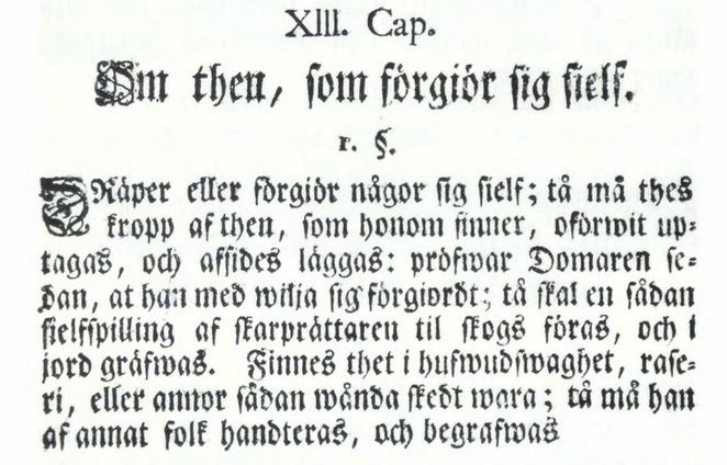 XIII Cap. 1§ Missgärningabalken.